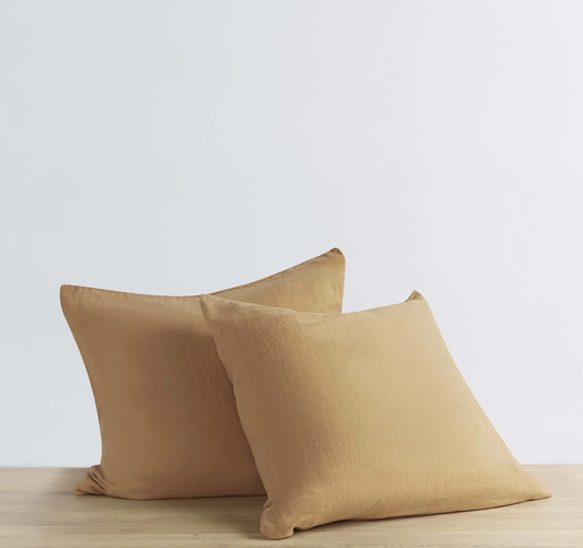 Cultiver Set of 2 Linen Euro Pillowcases - Sand