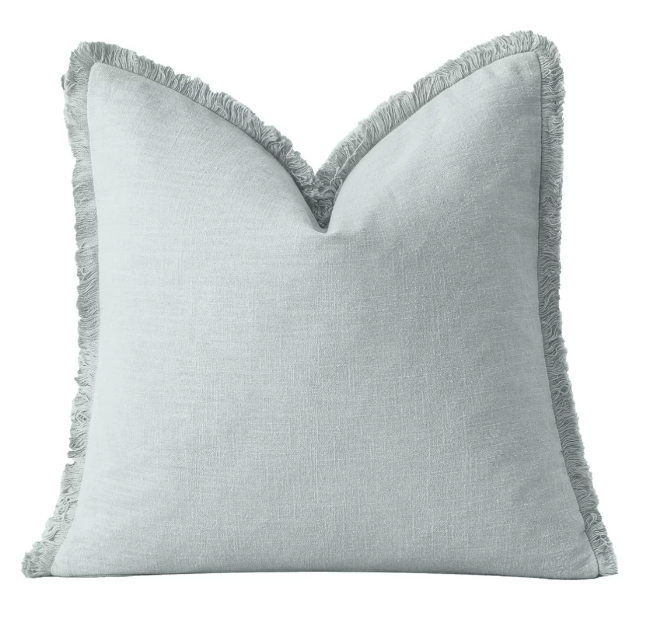 Soft Blue Linen Fringe cushion 50x50cm