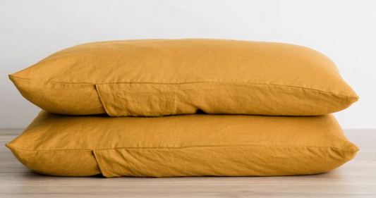 Cultiver Set of 2 Linen Pillowcases - Mustard LAST PIECE